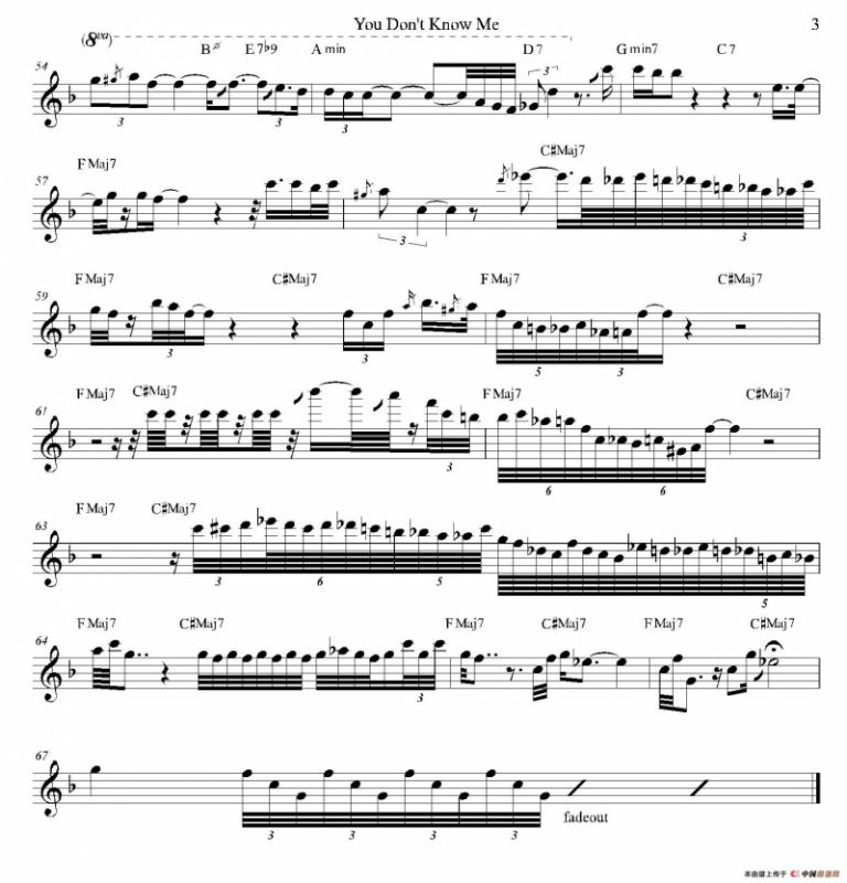 You Dont Know Me（次中音萨克斯谱）