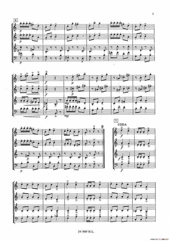 Chinese Rag （四重奏总谱+分谱）