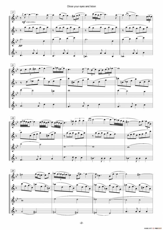 Close your eyes and listen（四重奏总谱+分谱）