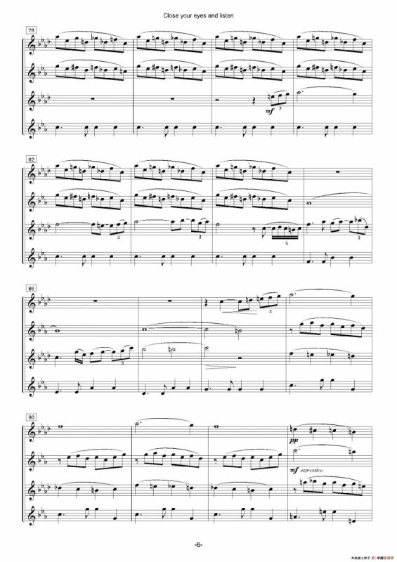 Close your eyes and listen（四重奏总谱+分谱）