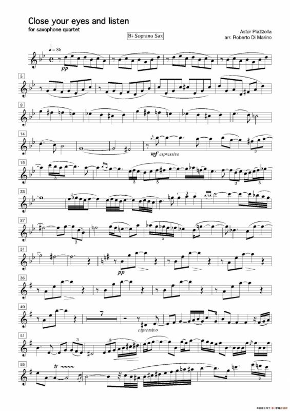 Close your eyes and listen（四重奏总谱+分谱）