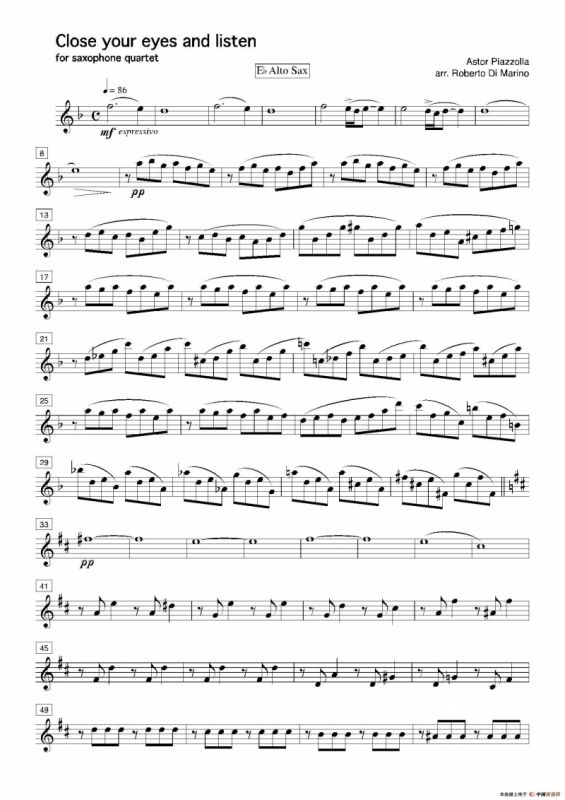 Close your eyes and listen（四重奏总谱+分谱）