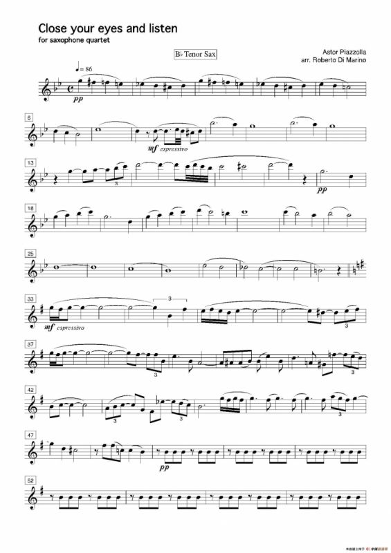 Close your eyes and listen（四重奏总谱+分谱）