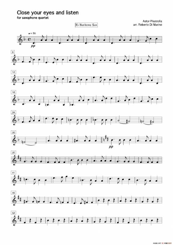 Close your eyes and listen（四重奏总谱+分谱）