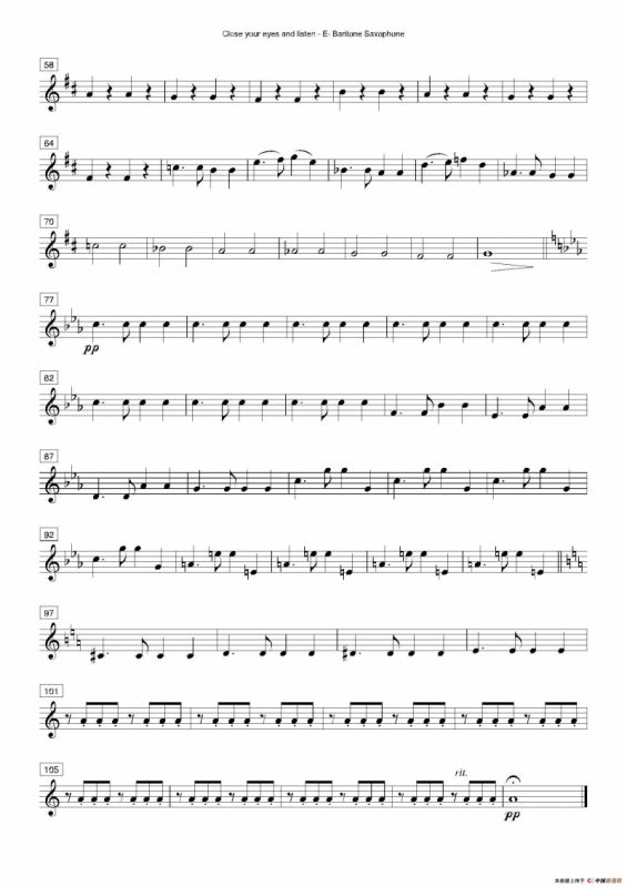 Close your eyes and listen（四重奏总谱+分谱）