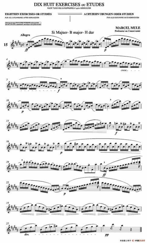 18 Exercicios ou Estudos de Marcel Mule - Enelruy Lira（马瑟·穆勒18首练习曲—15）
