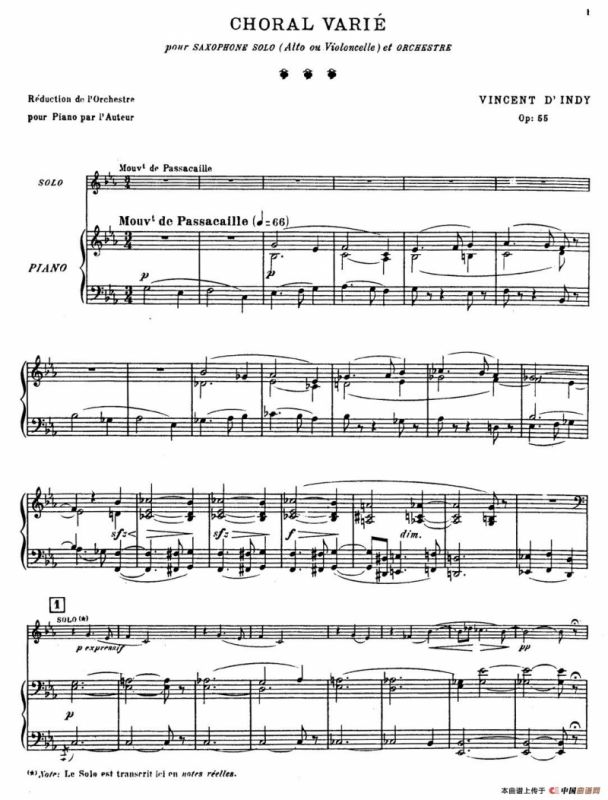 Choral vari Op.55（萨克斯+钢琴伴奏）