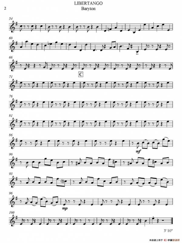 LIBERTANGO（探戈灵魂）（四重奏之上低音萨克斯分谱）