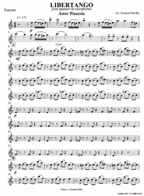 LIBERTANGO（探戈灵魂）（四重奏之高音萨克斯分谱）