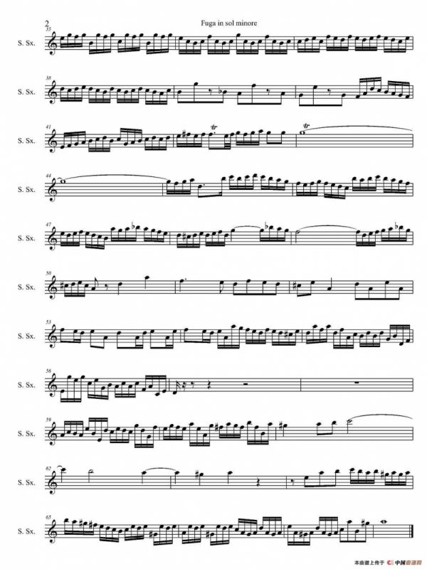 Fuga in sol minore （四重奏之高音萨克斯分谱）