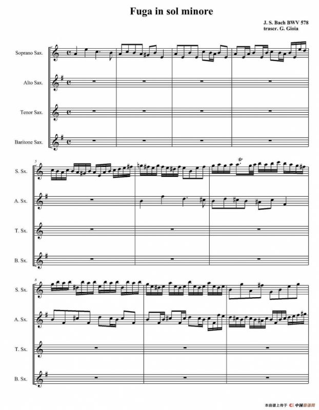 Fuga in sol minore （四重奏）