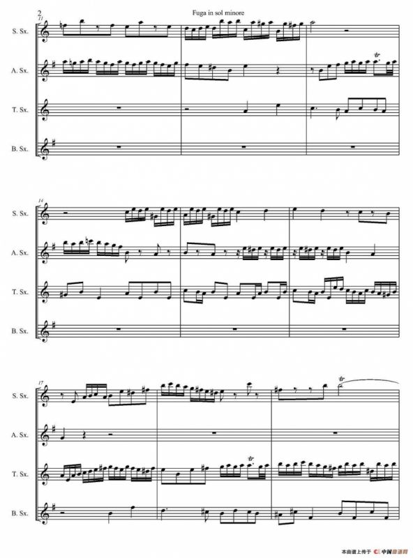 Fuga in sol minore （四重奏）