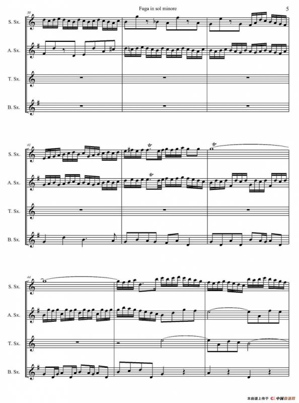 Fuga in sol minore （四重奏）