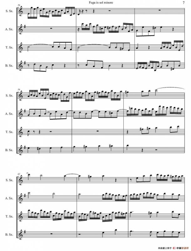 Fuga in sol minore （四重奏）