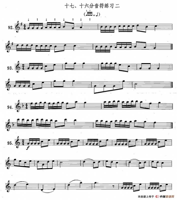 萨克斯练习曲合集（1—17）十六分音符练习二