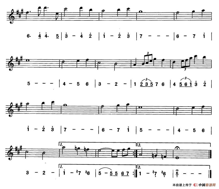 叶塞尼亚主题（线简谱对照版）