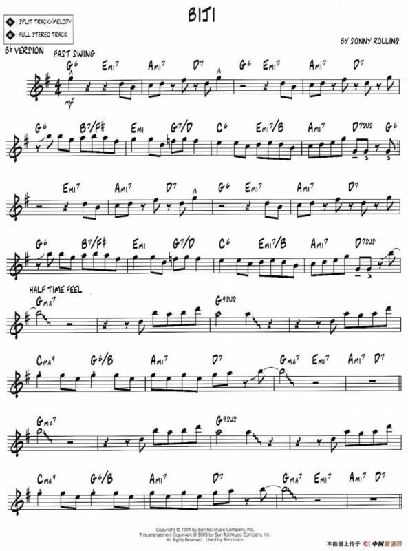 BIJI（jazz系列萨克斯谱）