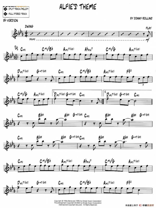 ALFIES THEME（jazz系列萨克斯谱）