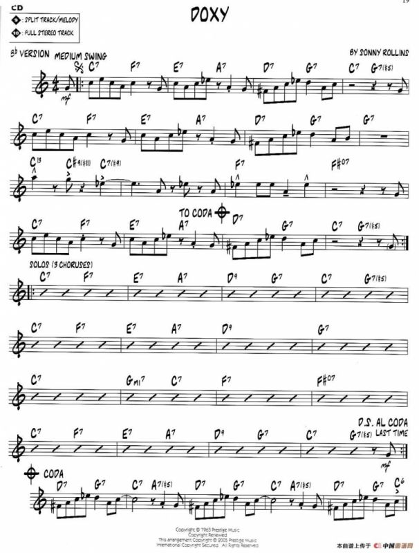 DOXY（jazz系列萨克斯谱）