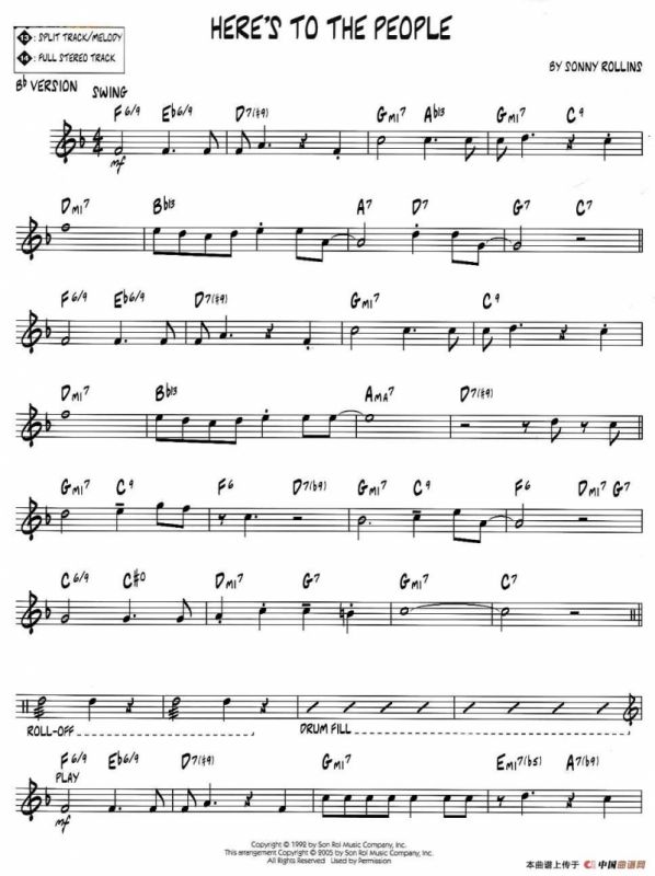 HERES TO THE PEOPLE（jazz系列萨克斯谱）
