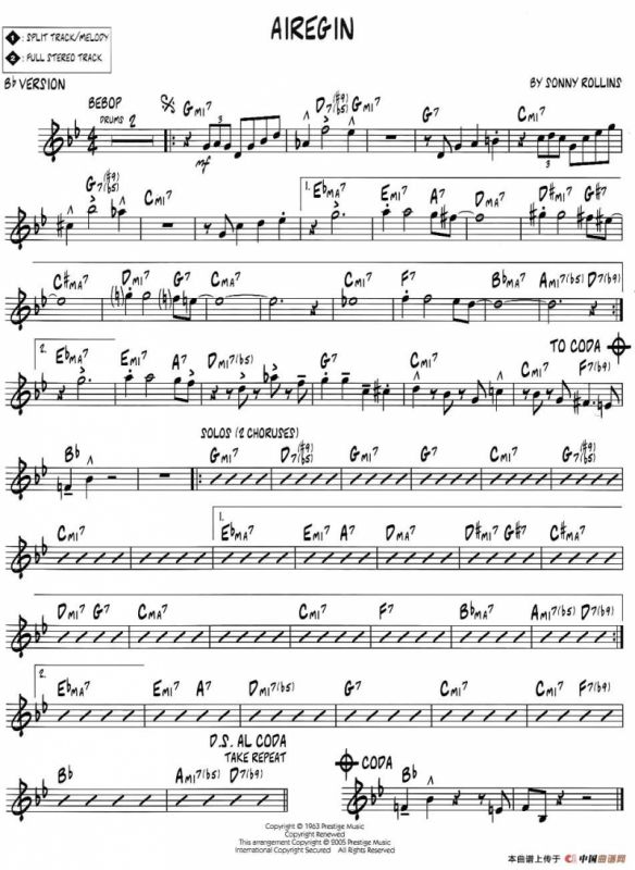 AIREGIN（jazz系列萨克斯谱）