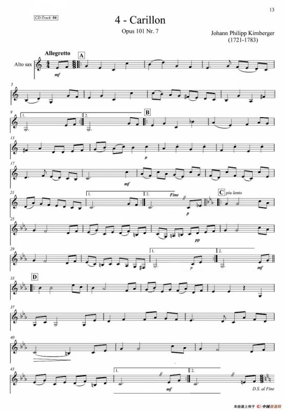 古典SAX12首（中音萨克斯分谱）