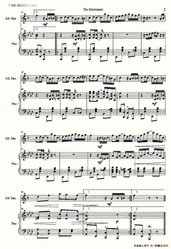 The Entertainer（中音萨克斯+钢琴伴奏）