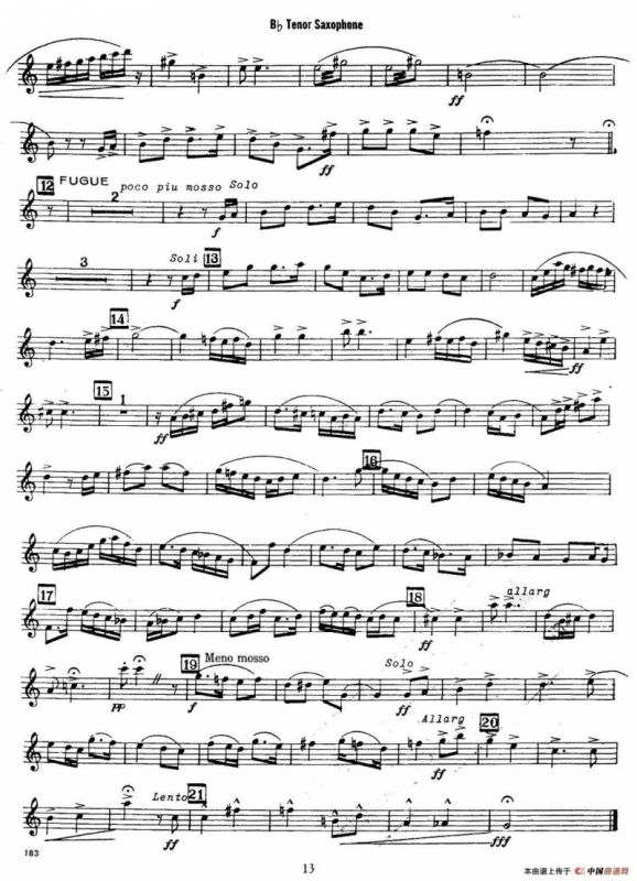 赋格曲-苏珊娜（四重奏 tenor —次中音萨克斯分谱）