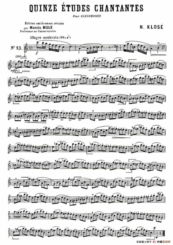 Klose Etudes Chantantes Pour Saxophone（练习曲之十三）