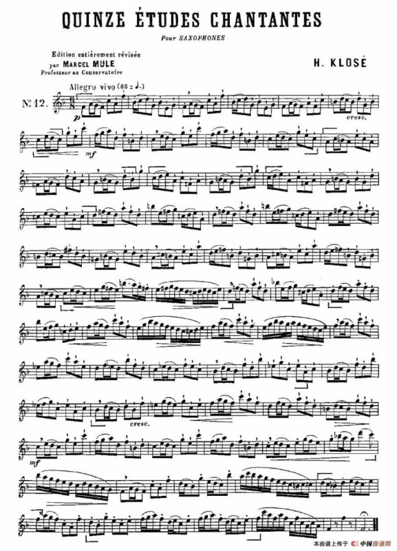 Klose Etudes Chantantes Pour Saxophone（练习曲之十二）
