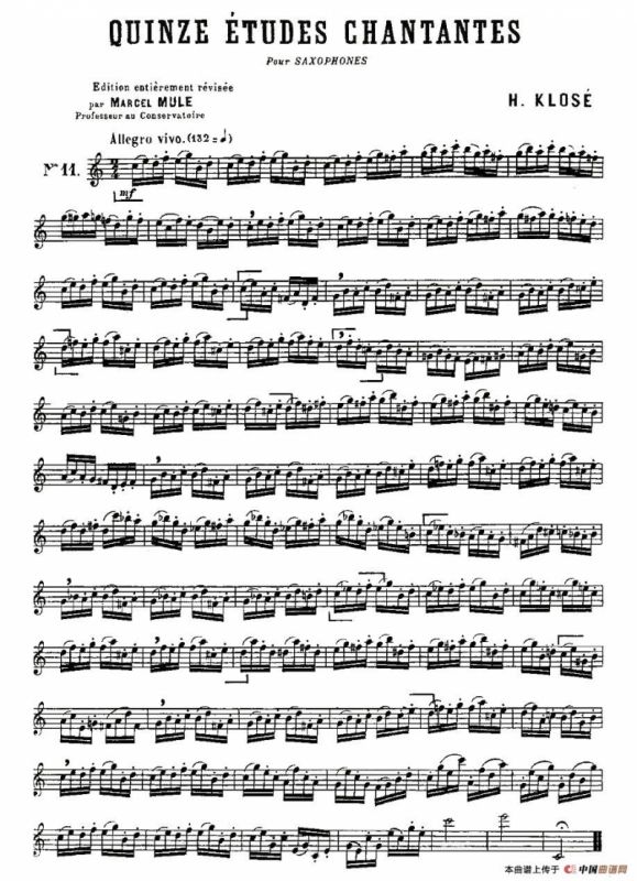 Klose Etudes Chantantes Pour Saxophone（练习曲之十一）