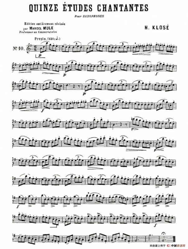 Klose Etudes Chantantes Pour Saxophone（练习曲之十）