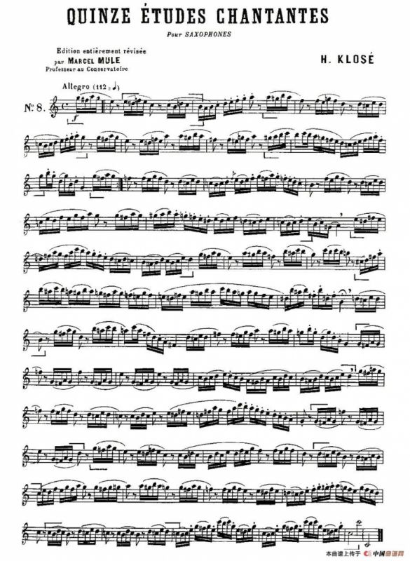 Klose Etudes Chantantes Pour Saxophone（练习曲之八）