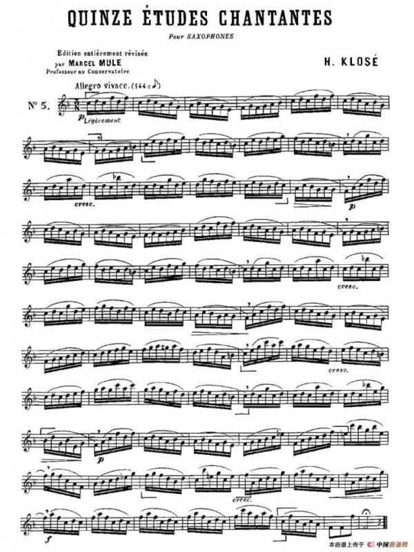 Klose Etudes Chantantes Pour Saxophone（练习曲之五）