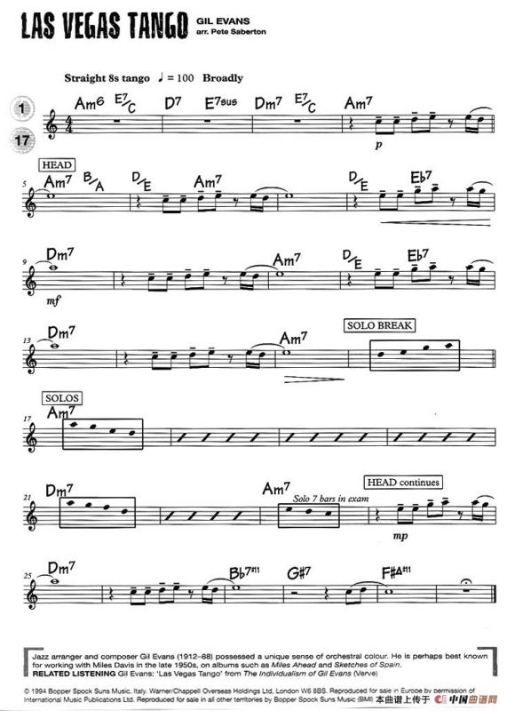 15首次中音爵士练习