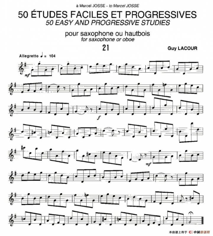 Guy Lacour 50 首萨克斯练习曲之21