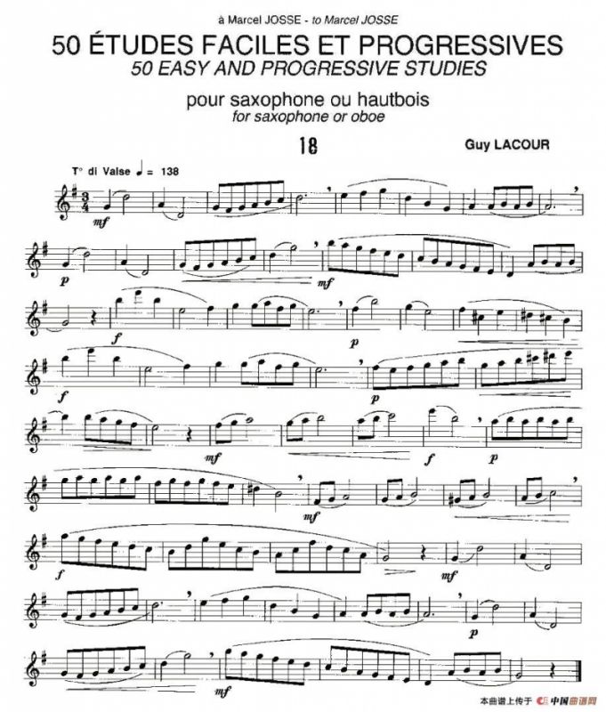 Guy Lacour 50 首萨克斯练习曲之18