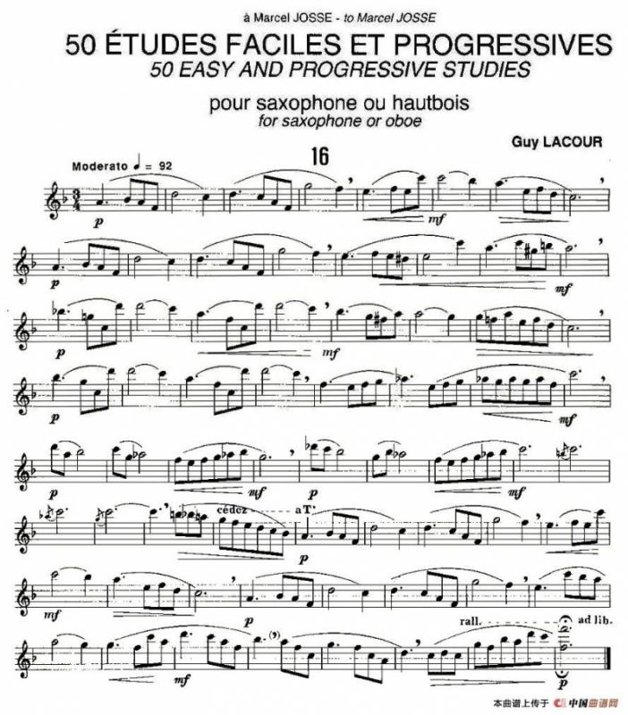 Guy Lacour 50 首萨克斯练习曲之16