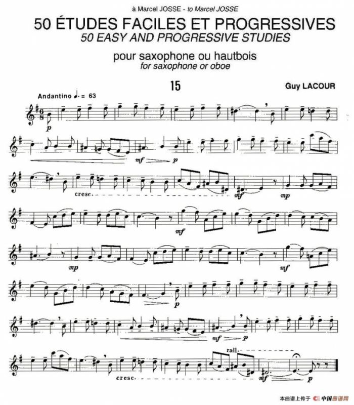 Guy Lacour 50 首萨克斯练习曲之15