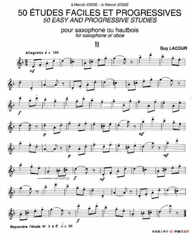 Guy Lacour 50 首萨克斯练习曲之11
