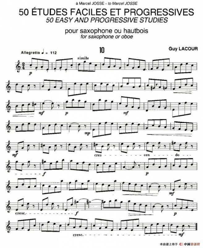 Guy Lacour 50 首萨克斯练习曲之十