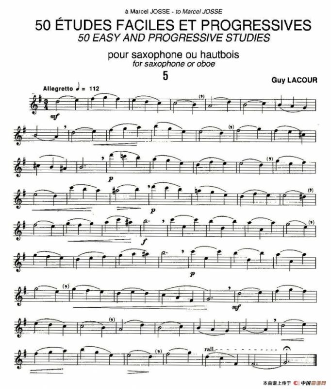 Guy Lacour 50 首萨克斯练习曲之五