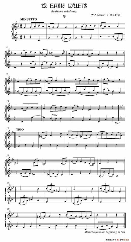12首单簧管萨克斯重奏之九