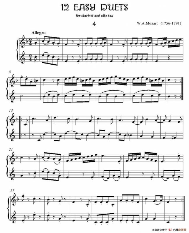 12首单簧管萨克斯重奏之四