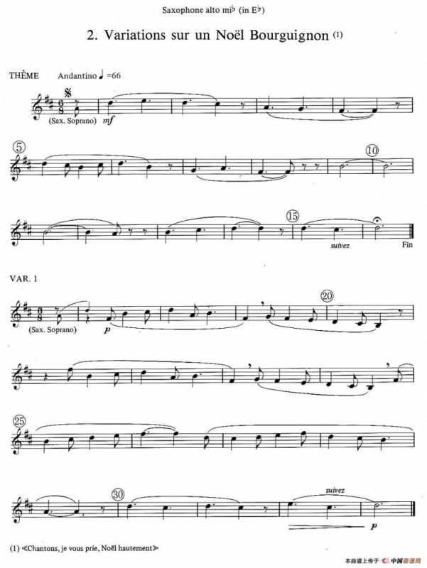jean Bouvard 编写的6首萨克斯四重奏（中音萨克斯分谱）