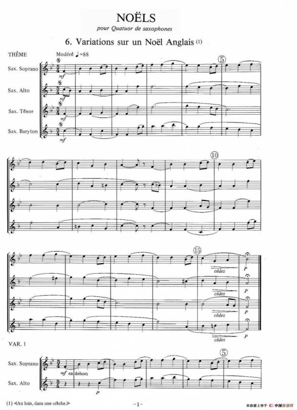 jean Bouvard 编写的6首萨克斯四重奏之六