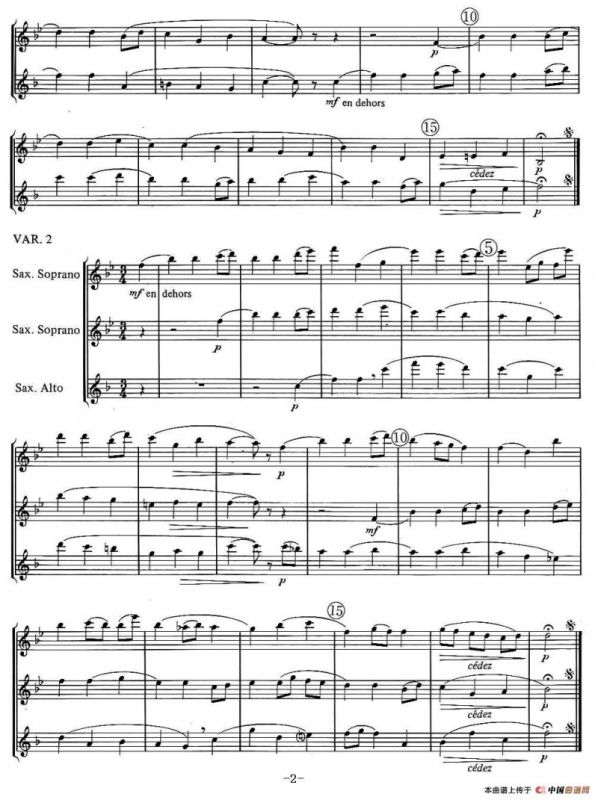 jean Bouvard 编写的6首萨克斯四重奏之六