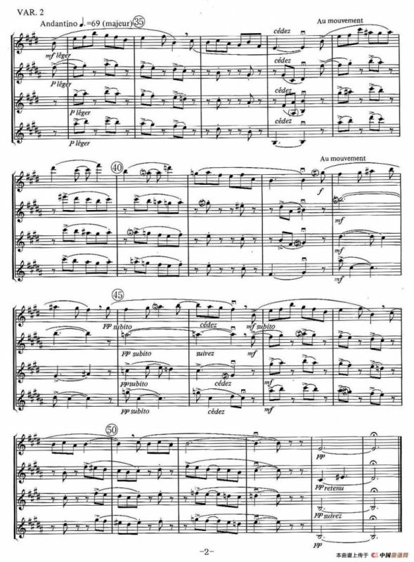 jean Bouvard 编写的6首萨克斯四重奏之二