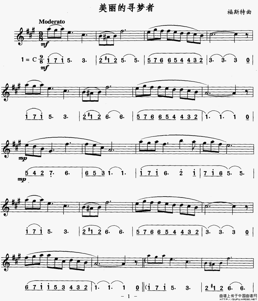 美丽的寻梦者（线简谱对照版）