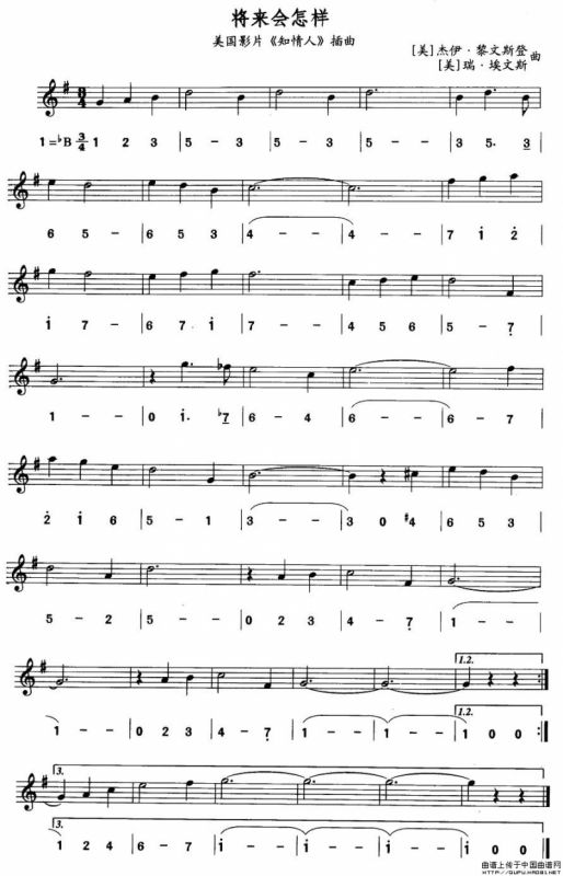 将来会怎样（美国电影《知情人》插曲）（线简谱对照版）